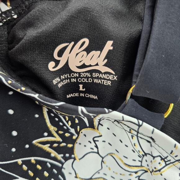 Heat Black White Floral Padded Magnolia Tie Front Bralette Swim Top L Large - Picture 4 of 4